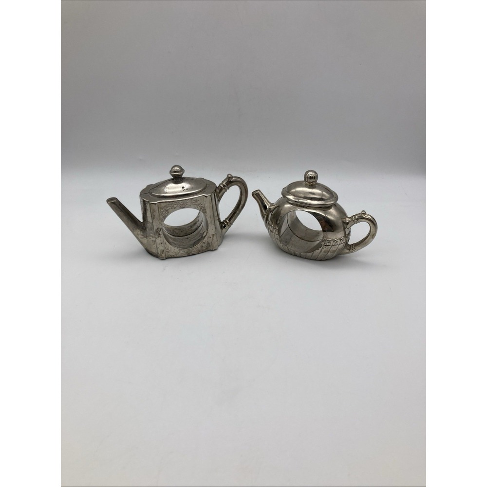 Vintage Set Of 2 Godinger Silver Art Co 1994 Silver Plate Teapot Napkin Rings